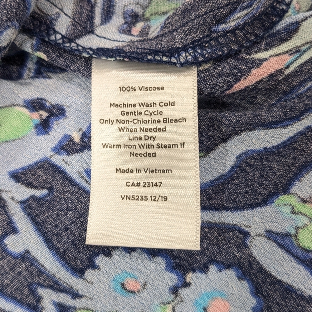 NWT Talbots Plus Sweet Garden Popover Midi Dress Blue Floral Flutter Sleeve 16W - Picture 9 of 11
